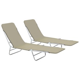 Folding sun loungers, 2 units, steel and gray taupe fabric by vidaXL, Loungers - Ref: Foro24-44303, Price: 84,20 €, Discount: %