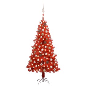 Árbol de Navidad preiluminado con luces y bolas rojo 150 cm de vidaXL, Arboles de navidad - Ref: Foro24-3077599, Precio: 62,9...