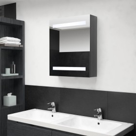 Armario de baño con espejo LED gris brillante 50x14x60 cm de vidaXL, Tocadores de baño - Ref: Foro24-326483, Precio: 108,10 €...