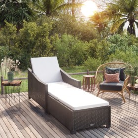 Liegestuhl mit Kissen aus synthetischem Rattan in Cremeweiß von vidaXL, Liegen - Ref: Foro24-317179, Preis: 167,99 €, Rabatt: %