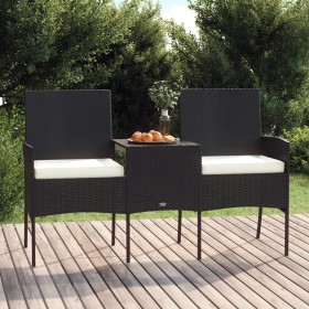 2-Sitzer-Gartensofa mit schwarzem synthetischem Rattantisch von vidaXL, Outdoor-Sofas - Ref: Foro24-317623, Preis: 202,99 €, ...