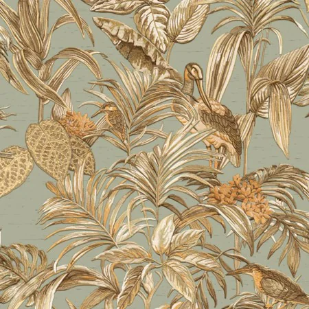 DUTCH WALLCOVERINGS Bird-of-Paradise wallpaper greenish blue by DUTCH WALLCOVERINGS, Painted paper - Ref: Foro24-430615, Pric...