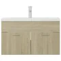 Sonoma oak engineered wood vanity unit with sink by vidaXL, bathroom vanities - Ref: Foro24-3071282, Price: 241,29 €, Discoun...