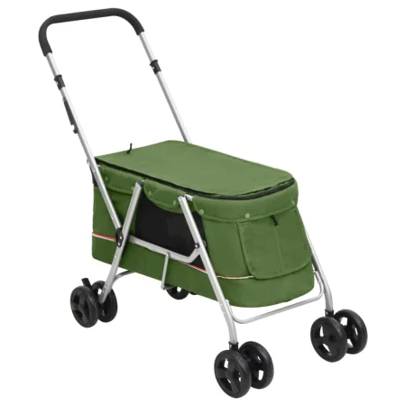 Zusammenklappbarer Hundekinderwagen, grüner Leinenstoff, 100 x 49 x 96 cm von vidaXL, Kinderwagen für Haustiere - Ref: Foro24...