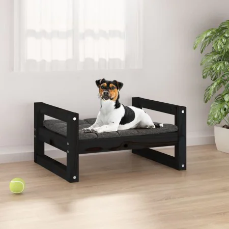 Hundebett aus massivem schwarzem Kiefernholz, 55,5 x 45,5 x 28 cm von vidaXL, Betten für Hunde - Ref: Foro24-821471, Preis: 3...