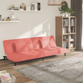 Sofá cama de 2 plazas con dos cojines terciopelo rosa de vidaXL, Sofás - Ref: Foro24-337444, Precio: 174,00 €, Descuento: %