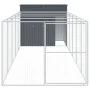 Doghouse with corral gray galvanized steel 214x661x181 cm by vidaXL, Dog kennels - Ref: Foro24-3189133, Price: 746,98 €, Disc...