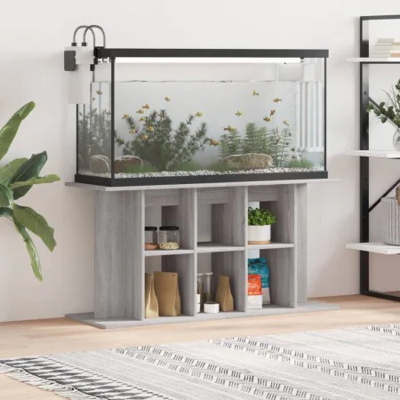 Sonoma-grauer Aquarienständer aus Holzwerkstoff, 120 x 40 x 60 cm von vidaXL, Aquarium unterstützt - Ref: Foro24-833597, Prei...