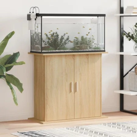 Aquariumhalterung aus Holzwerkstoff, Sonoma-Eiche, 81 x 36 x 73 cm von vidaXL, Aquarium unterstützt - Ref: Foro24-833602, Pre...