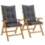 Reclining garden chairs and cushions 2 pcs solid teak wood by vidaXL, Garden chairs - Ref: Foro24-3196448, Price: 278,95 €, D...