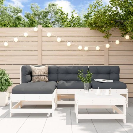 5-piece garden furniture set and white solid wood cushions by vidaXL, Garden sets - Ref: Foro24-3186047, Price: 448,15 €, Dis...