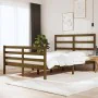 Brown pine wood double bed frame 135x190 cm by vidaXL, Beds and slatted bases - Ref: Foro24-3104984, Price: 172,35 €, Discoun...