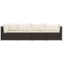 4-teiliges Gartenmöbel-Set und braune synthetische Rattankissen von vidaXL, Outdoor-Sofas - Ref: Foro24-319752, Preis: 239,39...