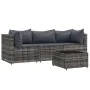 4-teiliges Gartenmöbel-Set und graue synthetische Rattankissen von vidaXL, Outdoor-Sofas - Ref: Foro24-319767, Preis: 243,48 ...