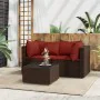 Set muebles de jardín 3 piezas y cojines ratán sintético marrón de vidaXL, Sofás de exterior - Ref: Foro24-319811, Precio: 16...