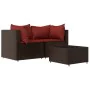 Set muebles de jardín 3 piezas y cojines ratán sintético marrón de vidaXL, Sofás de exterior - Ref: Foro24-319811, Precio: 16...