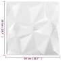 3D wall panels 12 units white diamonds 3 m² 50x50 cm by vidaXL, Wall covering - Ref: Foro24-340585, Price: 54,50 €, Discount: %