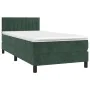 Box spring bed with mattress and LED dark green velvet 90x200 cm by vidaXL, Beds and slatted bases - Ref: Foro24-3134504, Pri...