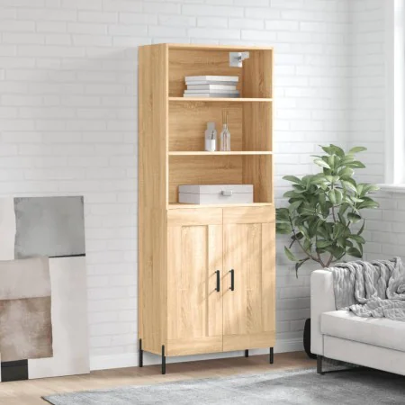 Tall plywood oak-colored highboard 69.5x34x180 cm by vidaXL, Sideboards - Ref: Foro24-3189968, Price: 133,37 €, Discount: %