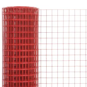 Steel chicken wire with red PVC coating 25x1.5 m by vidaXL, fence panels - Ref: Foro24-143678, Price: 87,85 €, Discount: %