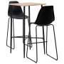 High table and 3-piece black plastic stools set by vidaXL, Furniture sets for kitchens and dining rooms - Ref: Foro24-3051304...