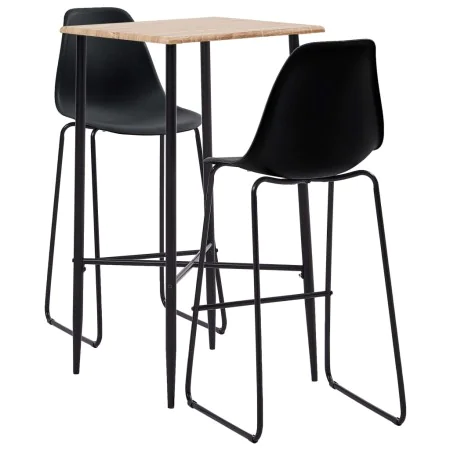 High table and 3-piece black plastic stools set by vidaXL, Furniture sets for kitchens and dining rooms - Ref: Foro24-3051304...