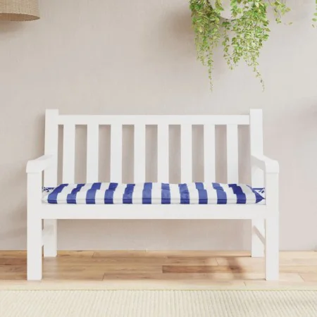 Garden bench cushion blue and white striped fabric 120x50x7 cm by vidaXL, Cushions for chairs and sofas - Ref: Foro24-361595,...