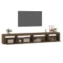 Mueble de TV con luces LED roble marrón 270x35x40 cm de vidaXL, Muebles TV - Ref: Foro24-3152753, Precio: 196,76 €, Descuento: %