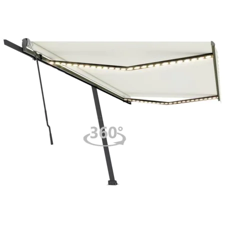 Manual retractable awning with cream LED light 500x300 cm by vidaXL, Awnings - Ref: Foro24-3069782, Price: 598,01 €, Discount: %