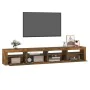 Mueble de TV con luces LED color roble ahumado 240x35x40 cm de vidaXL, Muebles TV - Ref: Foro24-3152767, Precio: 149,45 €, De...