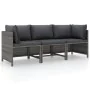 3-Sitzer-Gartensofa mit grauen synthetischen Rattankissen von vidaXL, Modulare Sofas für den Außenbereich - Ref: Foro24-31349...