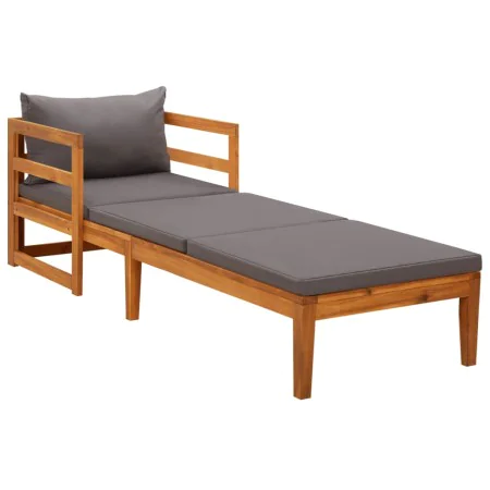 Lounger with dark gray cushions solid acacia wood by vidaXL, Modular outdoor sofas - Ref: Foro24-316317, Price: 169,55 €, Dis...