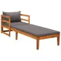 Lounger with dark gray cushions solid acacia wood by vidaXL, Modular outdoor sofas - Ref: Foro24-316317, Price: 169,55 €, Dis...