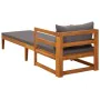 Lounger with dark gray cushions solid acacia wood by vidaXL, Modular outdoor sofas - Ref: Foro24-316317, Price: 169,55 €, Dis...