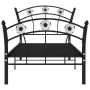 Bed frame with black metal football design 90x200 cm by vidaXL, Beds and slatted bases - Ref: Foro24-324744, Price: 84,99 €, ...