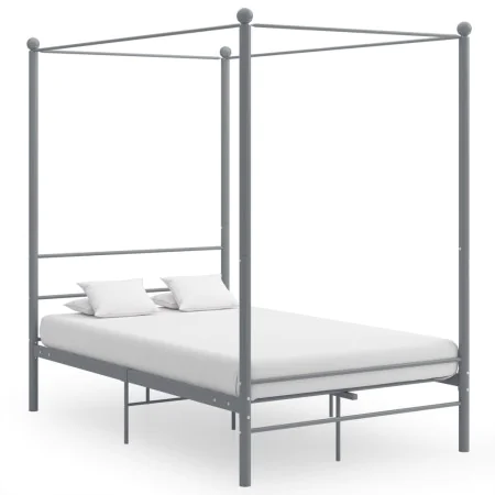 Estructura de cama con dosel metal gris 120x200 cm de vidaXL, Camas y somieres - Ref: Foro24-325059, Precio: 123,61 €, Descue...