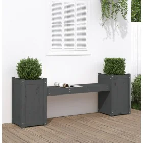 Bench with planters solid gray pine wood 180x36x63 cm by vidaXL, garden benches - Ref: Foro24-825165, Price: 156,42 €, Discou...