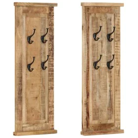 Coat racks 2 units solid mango wood 38x100 cm by vidaXL, Hat and coat racks - Ref: Foro24-337853, Price: 134,46 €, Discount: %