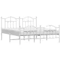 Metal bed frame with headboard and white footboard 160x200 cm by vidaXL, Beds and slatted bases - Ref: Foro24-353509, Price: ...