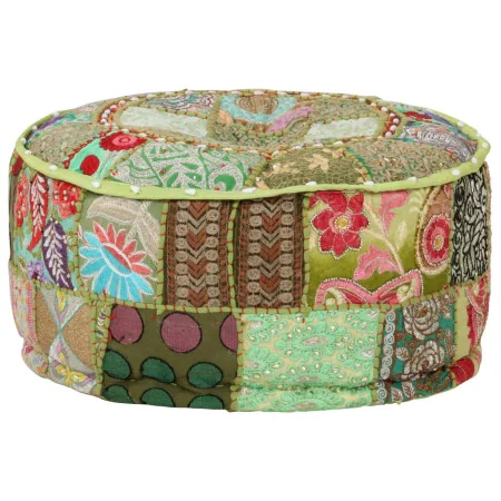 Round handmade cotton pachtwork pouf 40x20 cm green by vidaXL, Ottomans - Ref: Foro24-246573, Price: 38,26 €, Discount: %