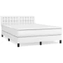 Box spring bed with white synthetic leather mattress 140x190 cm by vidaXL, Beds and slatted bases - Ref: Foro24-3141120, Pric...