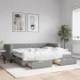 Trundle sofa bed with drawers light gray fabric 80x200 cm by vidaXL, Beds and slatted bases - Ref: Foro24-3196627, Price: 489...