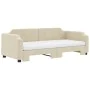 Trundle sofa bed with cream fabric mattress 90x200 cm by vidaXL, Beds and slatted bases - Ref: Foro24-3197656, Price: 438,99 ...