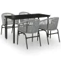 5-piece synthetic rattan gray garden dining set by vidaXL, Garden sets - Ref: Foro24-3099235, Price: 482,00 €, Discount: %