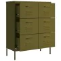 Olive green steel drawer cabinet 80x35x101.5 cm by vidaXL, Lockers and storage cabinets - Ref: Foro24-336144, Price: 222,20 €...