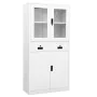 White tempered glass steel office cabinet 90x40x180 cm by vidaXL, Lockers and storage cabinets - Ref: Foro24-336421, Price: 3...