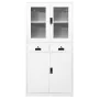 White tempered glass steel office cabinet 90x40x180 cm by vidaXL, Lockers and storage cabinets - Ref: Foro24-336421, Price: 3...