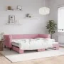 Pink velvet trundle sofa bed 90x200 cm by vidaXL, Beds and slatted bases - Ref: Foro24-3197774, Price: 281,54 €, Discount: %