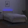 Box spring bed mattress and LED lights cream fabric 90x190 cm by vidaXL, Beds and slatted bases - Ref: Foro24-3133042, Price:...