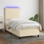 Boxspringbettmatratze und LED-Leuchten aus cremefarbenem Stoff 90x190 cm von vidaXL, Betten und Lattenroste - Ref: Foro24-313...